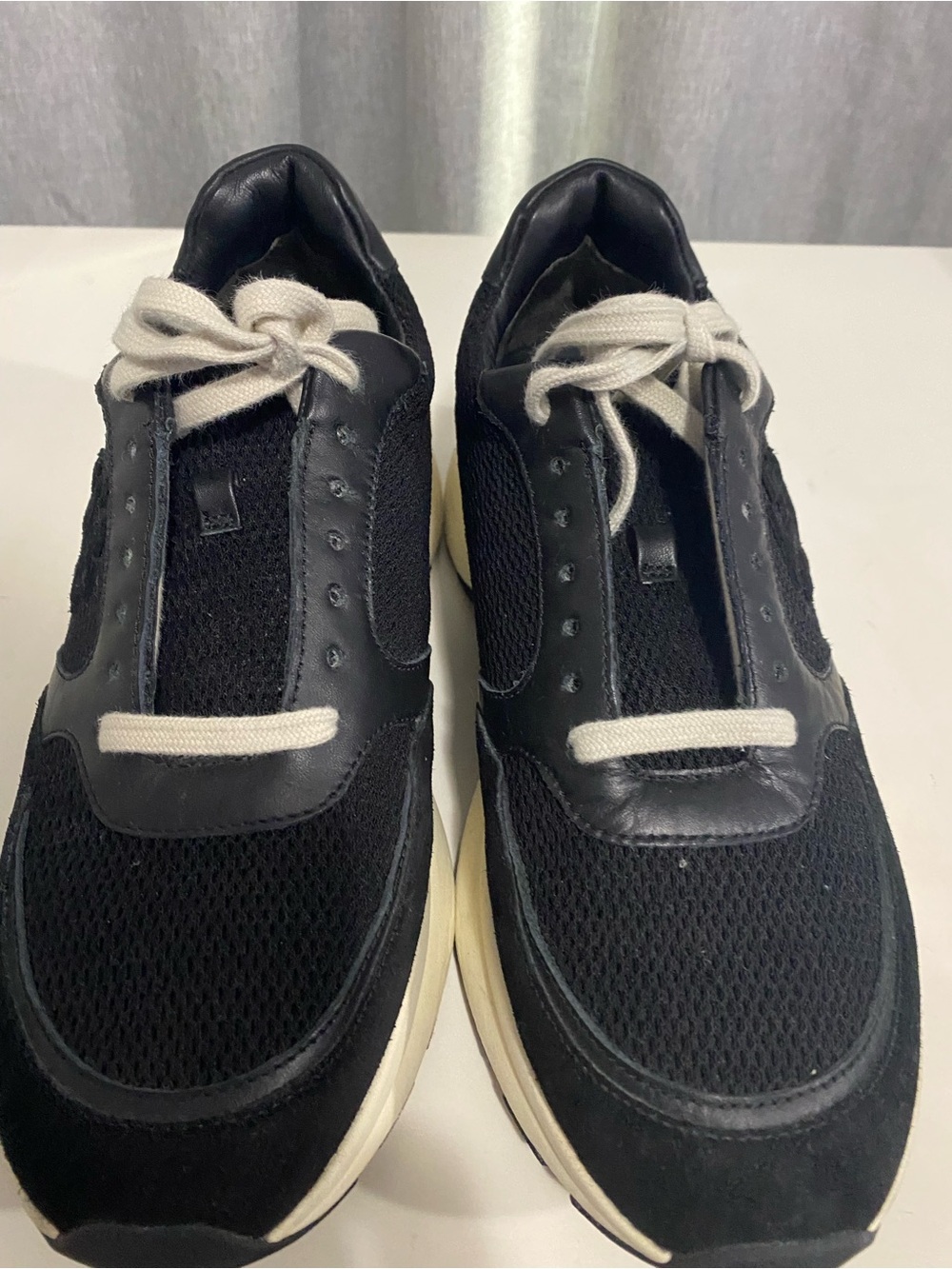 Tory Burch Black Leather Lace Up Sneakers Size 10M Used - Picture 3 of 9